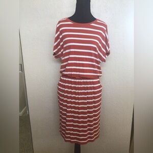 Banana Republic Striped Red and White Midi Dress